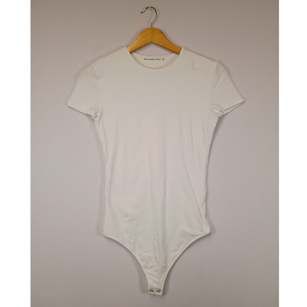 Minimalist Abercrombie & Fitch Womens Small White Short Sleeve Crew Bodysuit